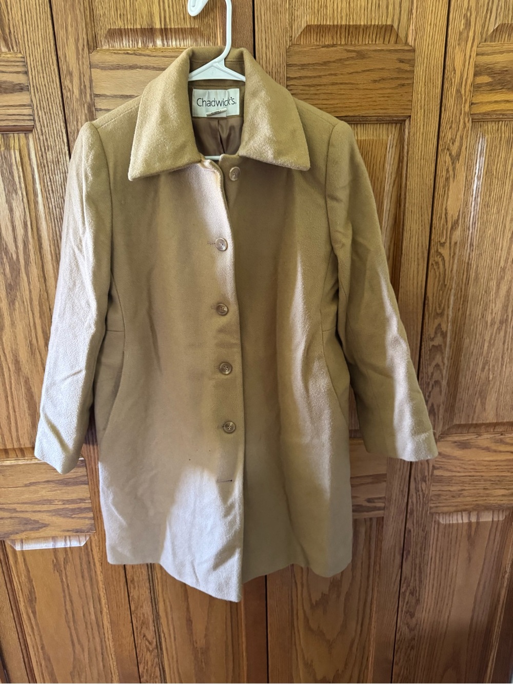 Chadwicks Women's Camel/Tan Single-Breasted Wool Coat